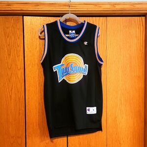 Men's Champion basketball jersey style top with Looney Tunes on it.